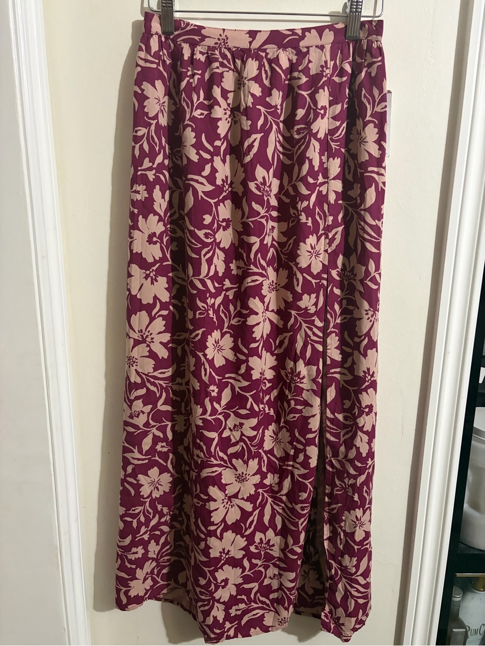 Patrons of Peace Plum and Cream Floral Maxi Skirt